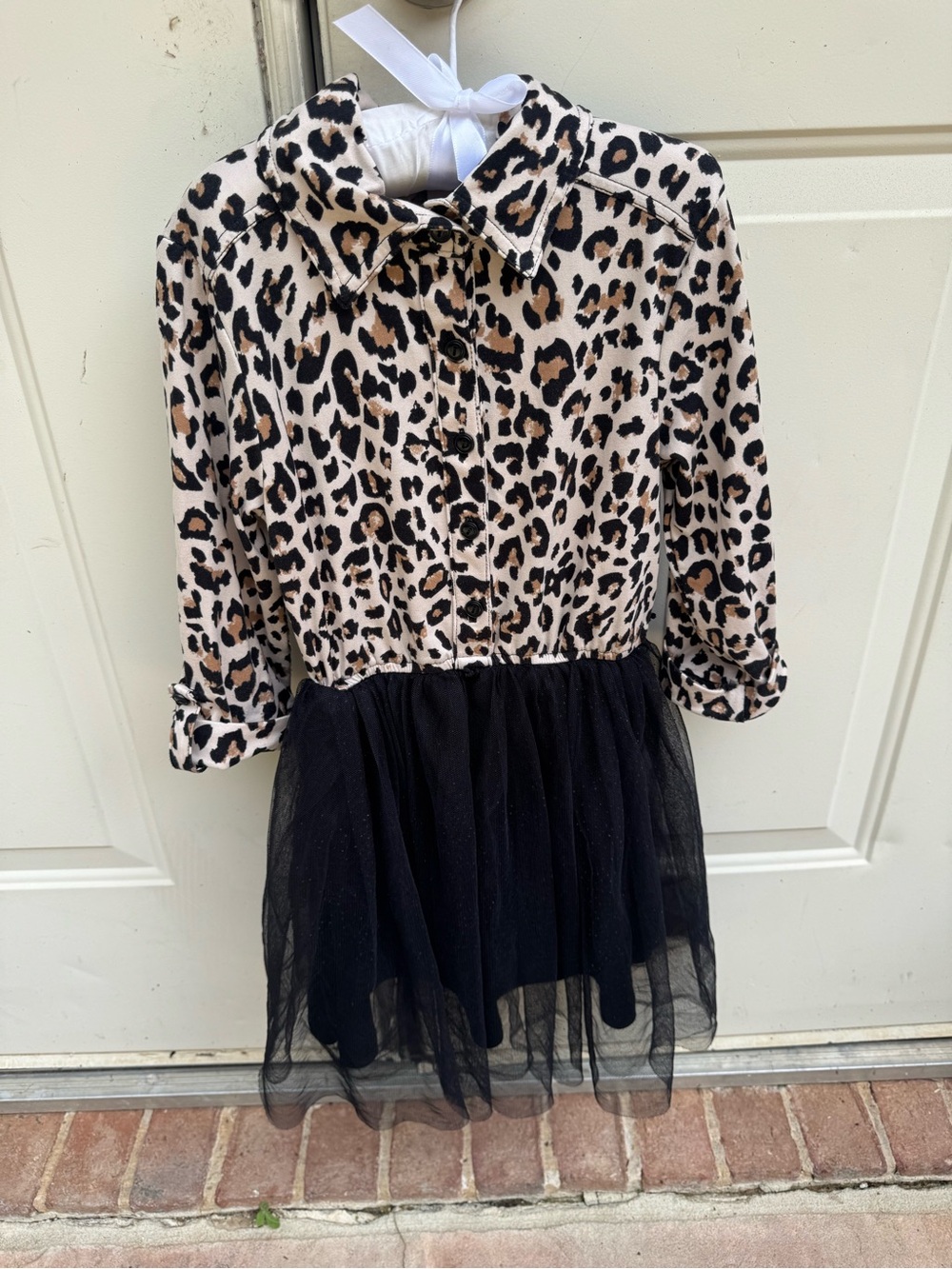 lilt, Leopard Print Tulle Dress - Black & Tan, Size 7